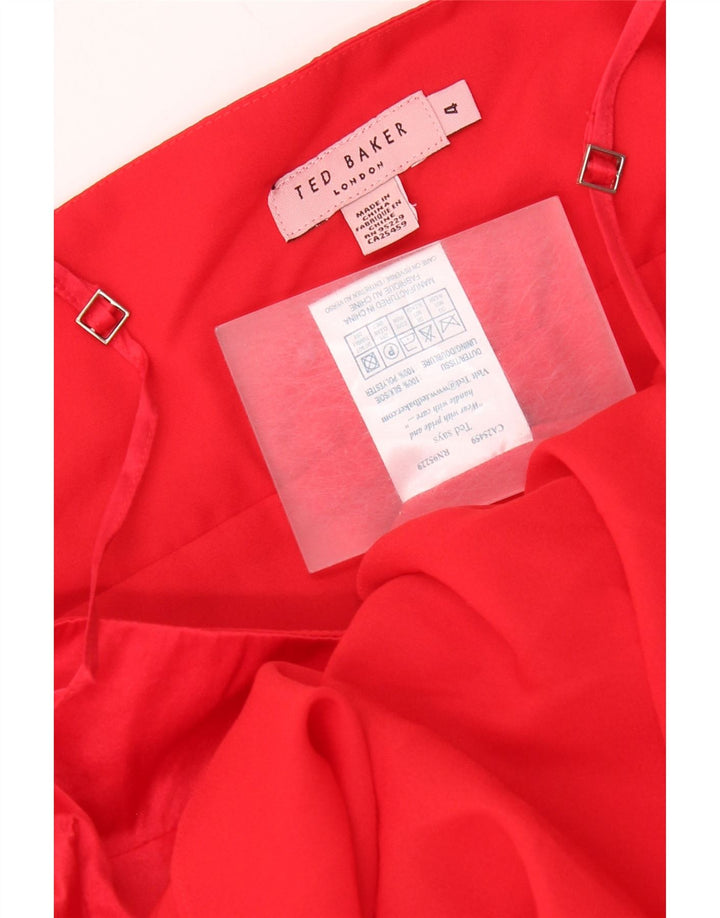 Ted Baker Vestido sin mangas para mujer, talla 4, seda roja grande
