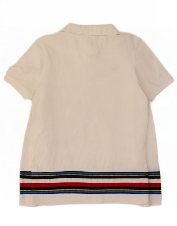 Tommy Hilfiger Polo para mujer UK 10 Small White Stripe Cotton