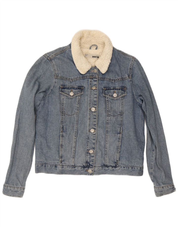 Topshop Chaqueta vaquera Sherpa para mujer Reino Unido 12 Algodón azul medio