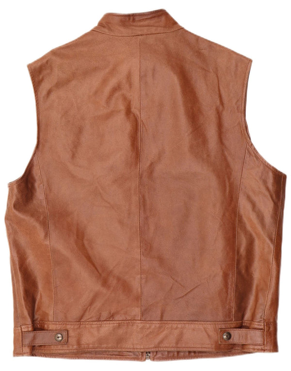 Chaleco de cuero para hombre Green Leaves IT 54 2XL Marrón
