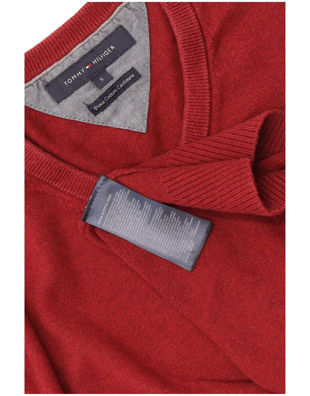 Tommy Hilfiger Jersey con cuello en V para hombre pequeño de algodón rojo