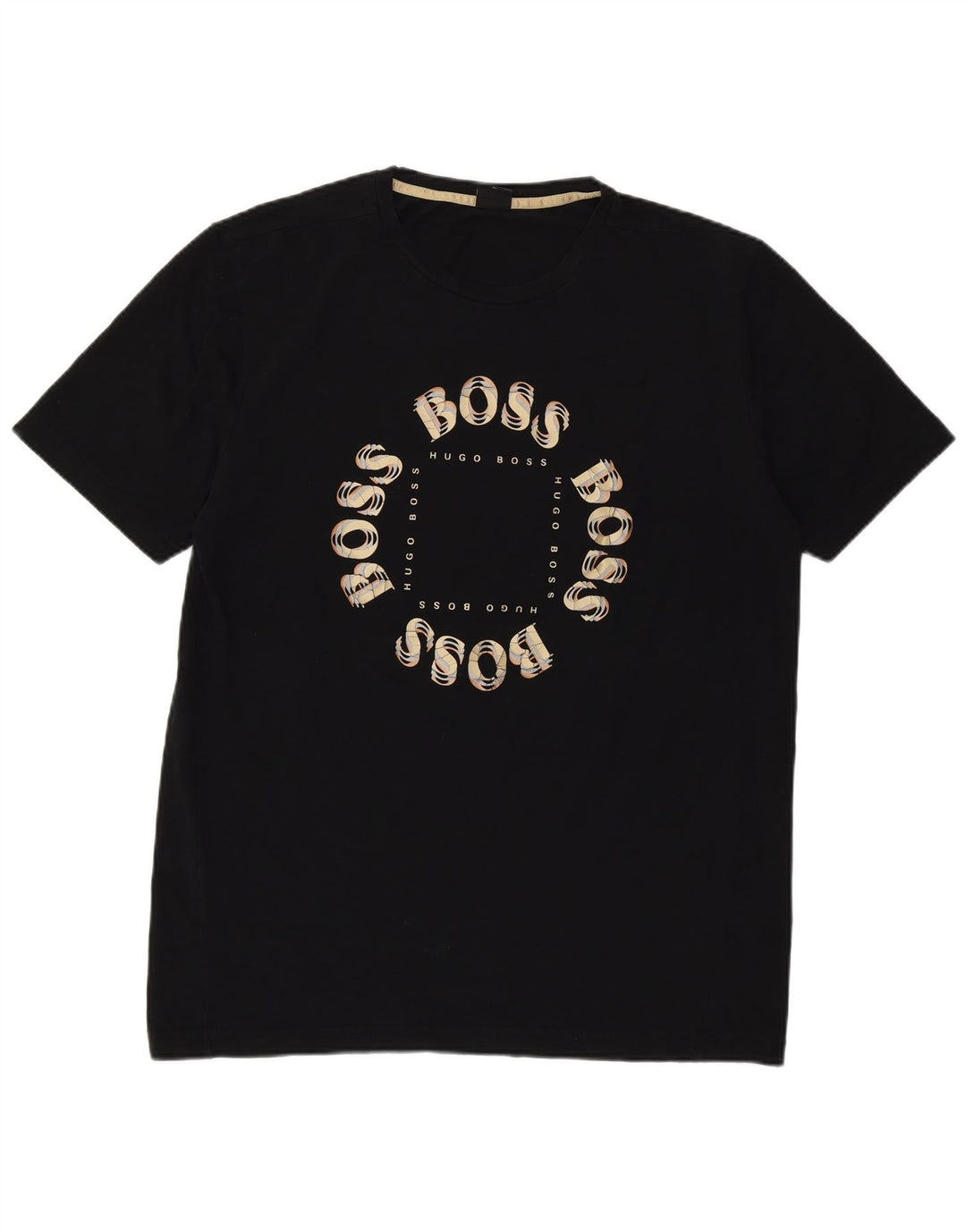 Hugo Boss Hombre Camiseta Gráfica Top XL Algodón Negro