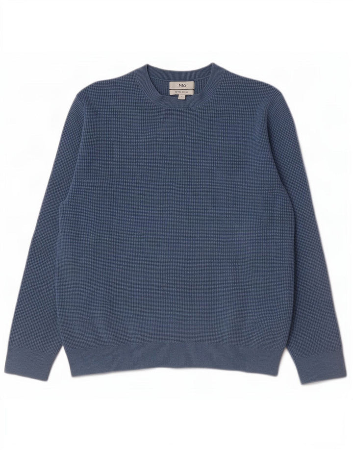 Marks & Spencer Jersey de cuello redondo para hombre XL Poliéster azul