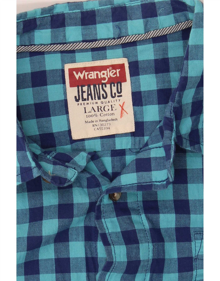 Camisa Wrangler para hombre de algodón a cuadros azul grande