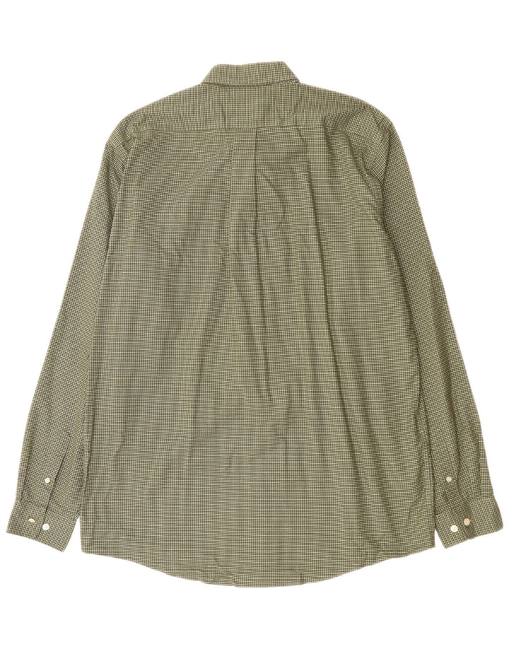 EDDIE BAUER Camisa holgada para hombre de algodón a cuadros verdes grandes