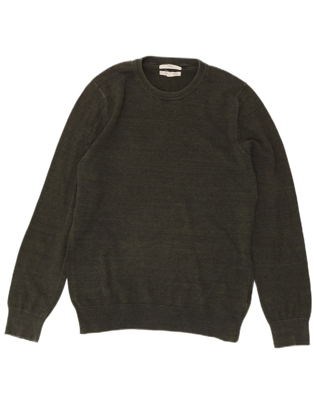 Marks & Spencer Suéter con Cuello Redondo para Hombre Pequeño Algodón Caqui