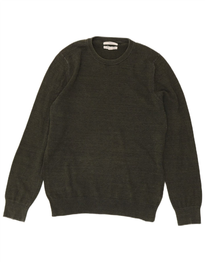 Marks & Spencer Suéter con Cuello Redondo para Hombre Pequeño Algodón Caqui