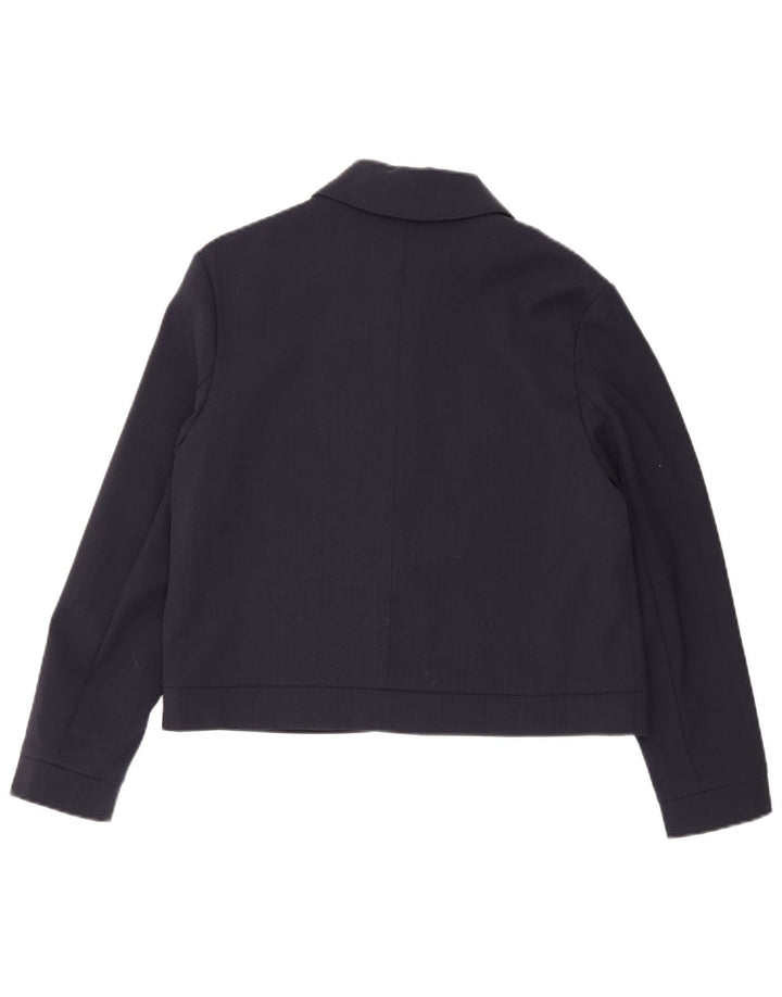 MARKS & SPENCER Chaqueta bomber autógrafo para mujer Reino Unido 12 Lana azul marino mediana