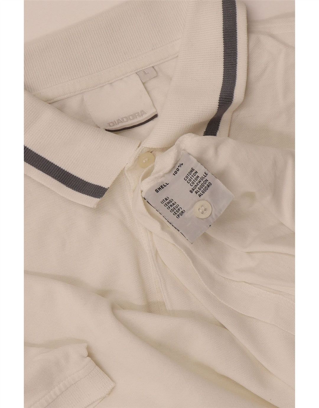 Diadora Polo Hombre Grande Blanco Algodón