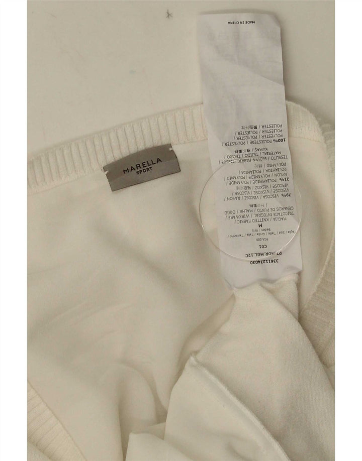 Marella Suéter tipo jersey para mujer con cuello barco UK 12 Medium White Viscosa