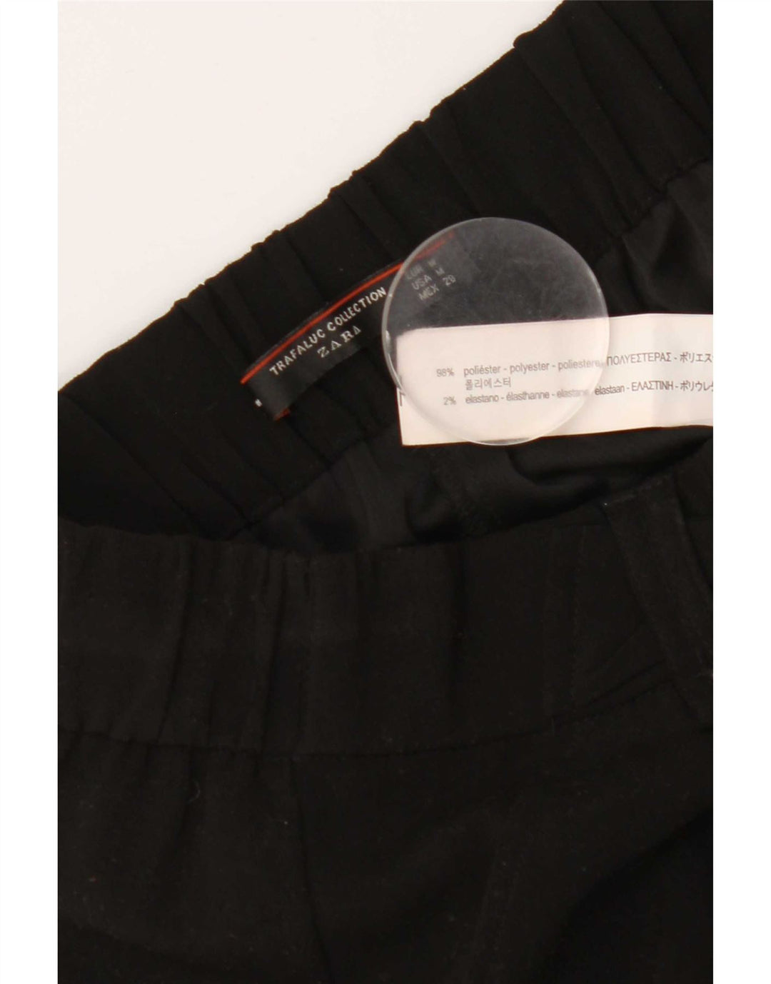 Zara Mujer Pantalón Capri De Pierna Ancha Mediano W28 L22 Poliéster Negro