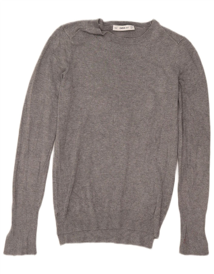 Zara - Jersey con cuello barco para mujer, talla 40, color gris medio moteado
