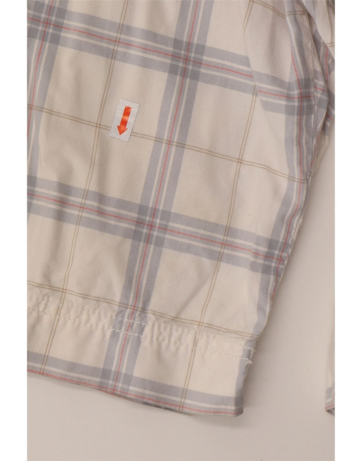 CALVIN KLEIN Shorts cargo para hombre W32 Algodón a cuadros blanco mediano