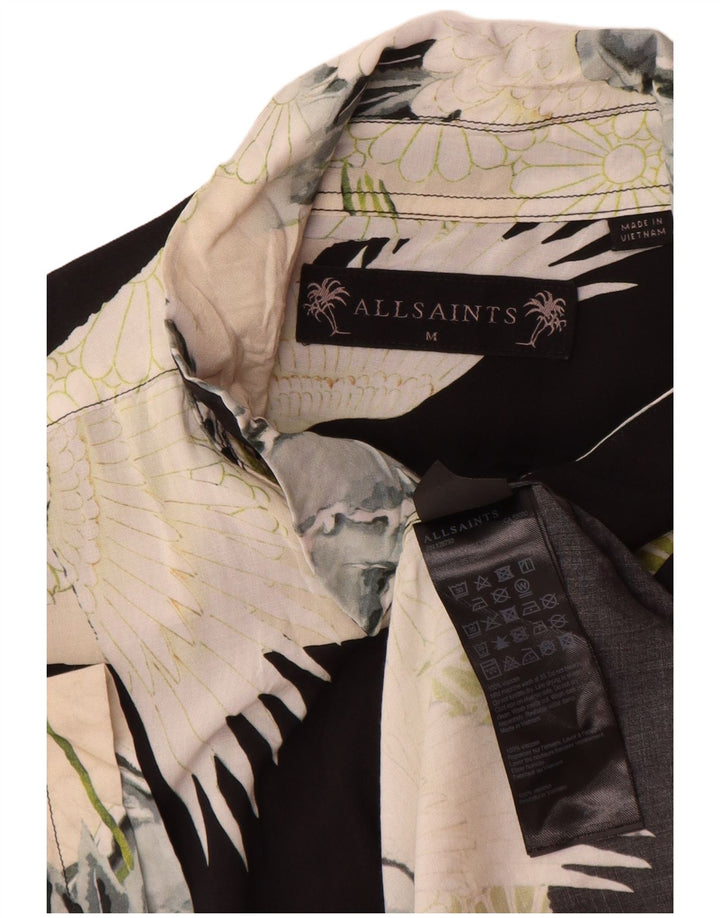 All Saints Hombre Camisa De Manga Corta Con Estampado Abstracto Viscosa Negra Mediana