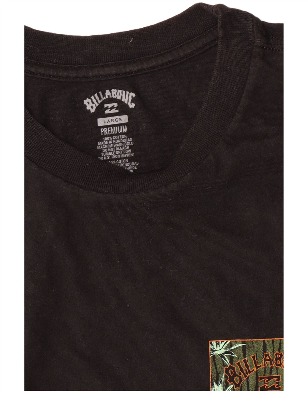Billabong Hombre Camiseta Gráfica Top Grande Algodón Negro