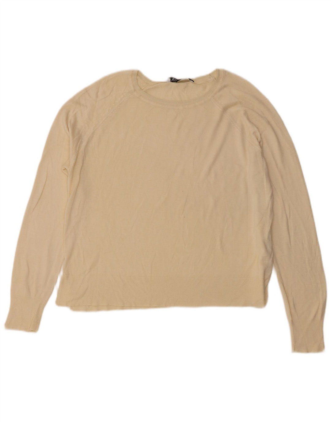 Zara Jersey oversize con cuello barco para mujer, talla 10, viscosa beige pequeña