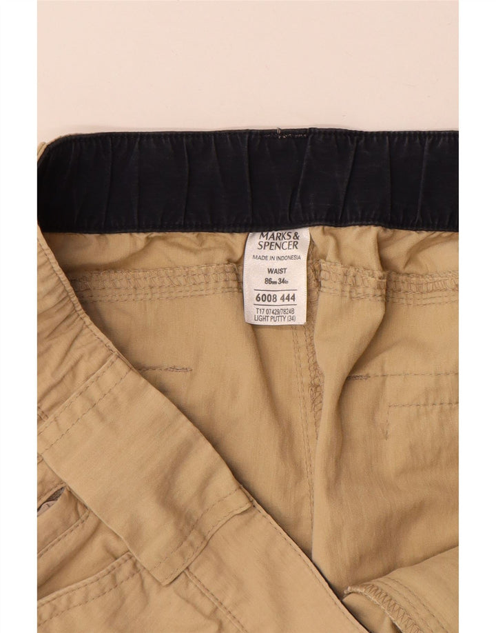 MARKS & SPENCER Pantalones cortos cargo para hombre W34 Algodón beige grande