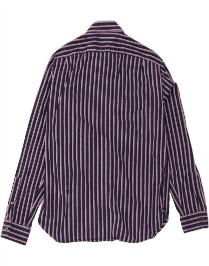 MICHAEL KORS Mens Flannel Shirt Medium Navy Blue Striped Cotton Vintage Michael Kors and Second-Hand Michael Kors from Messina Hembry 