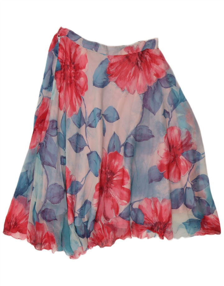 Vintage mujer A-Line falda W30 azul medio floral