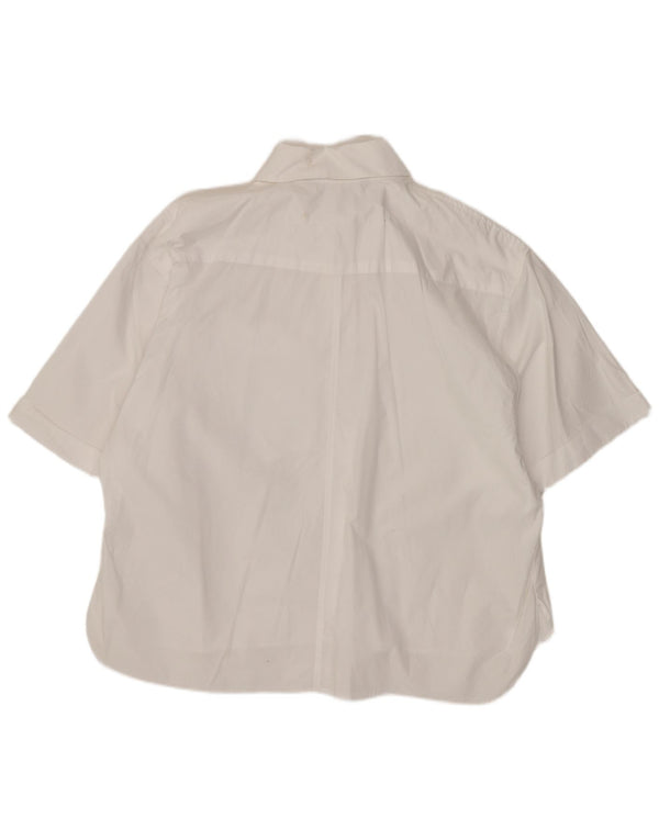 Zara Mujer Camisa Extragrande De Manga Corta UK 40 Small Blanco