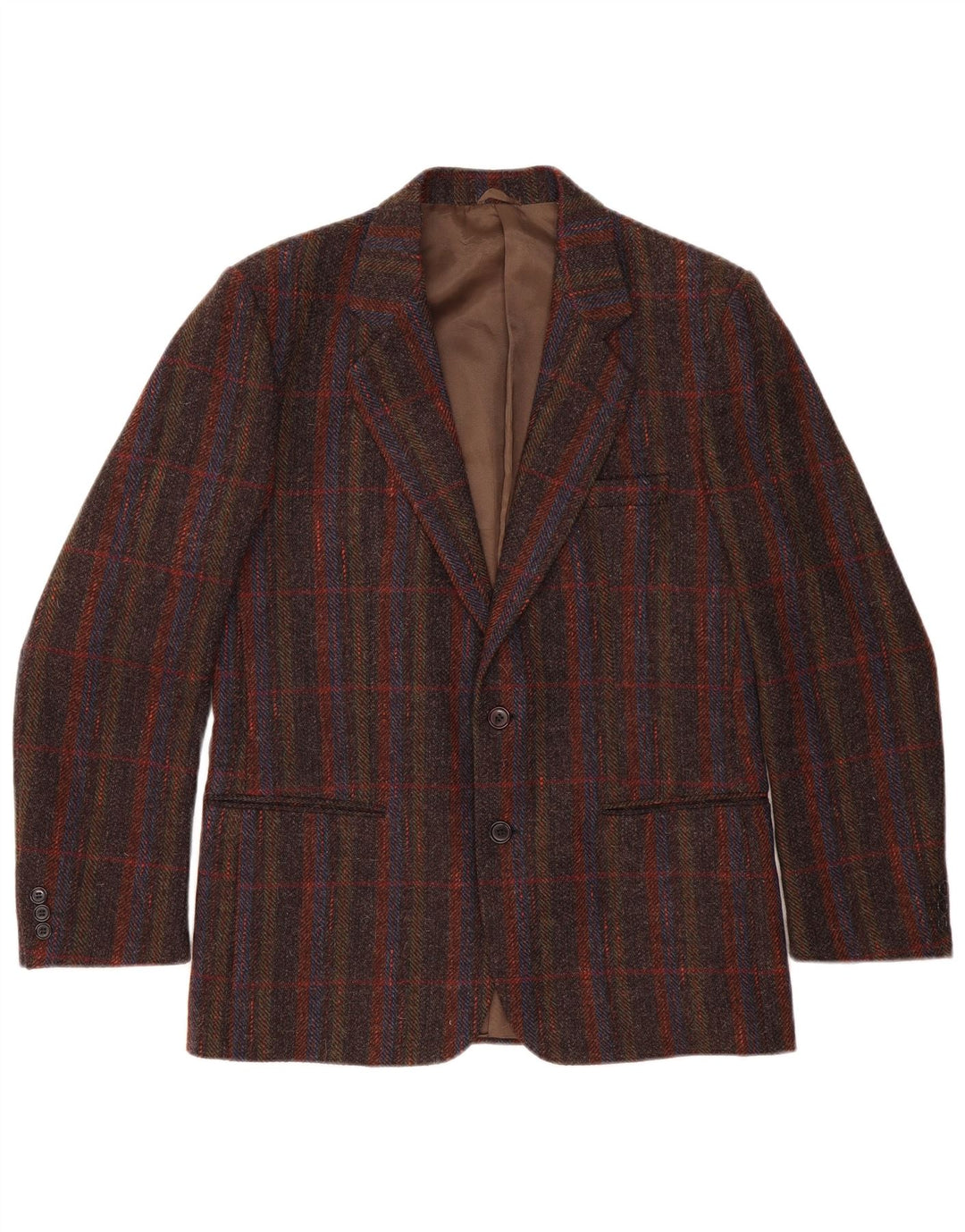 Leonardo Chaqueta tipo blazer de 2 botones para hombre IT 48 Lana a cuadros marrón medio