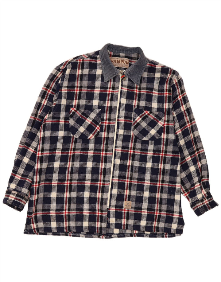 Wampum Camisa de franela para hombre 2XL Azul marino Cuadros