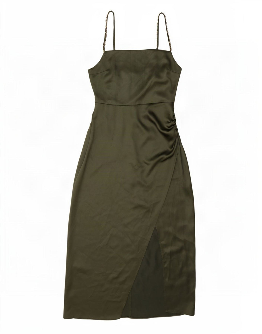 Zara Mujer Maxi Vestido Sin Mangas UK 40 Pequeño Poliéster Verde