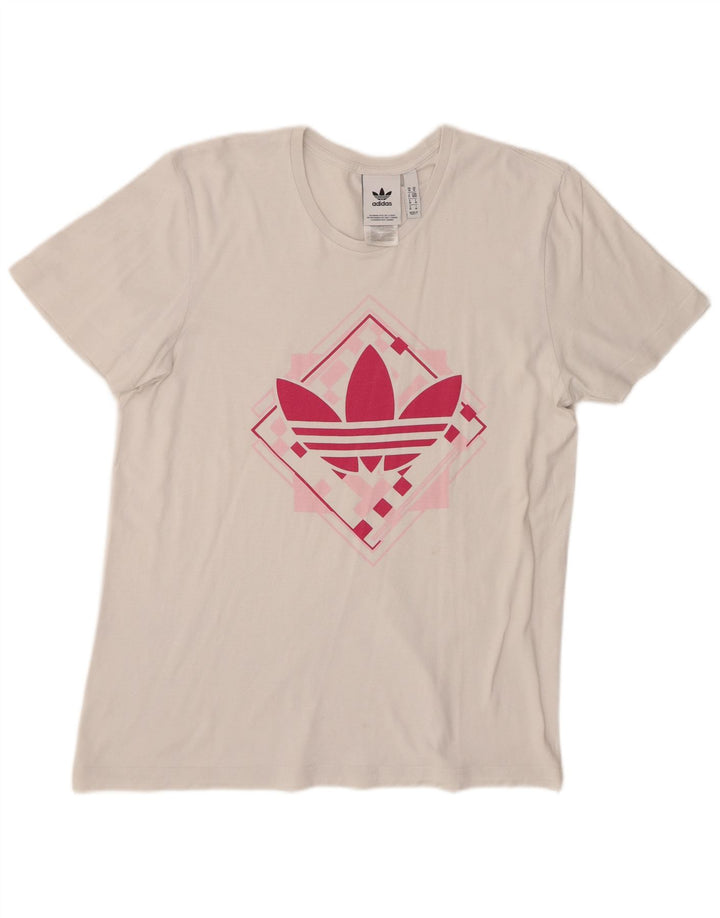 Adidas - Camiseta gráfica para mujer, talla 40, algodón blanco mediano