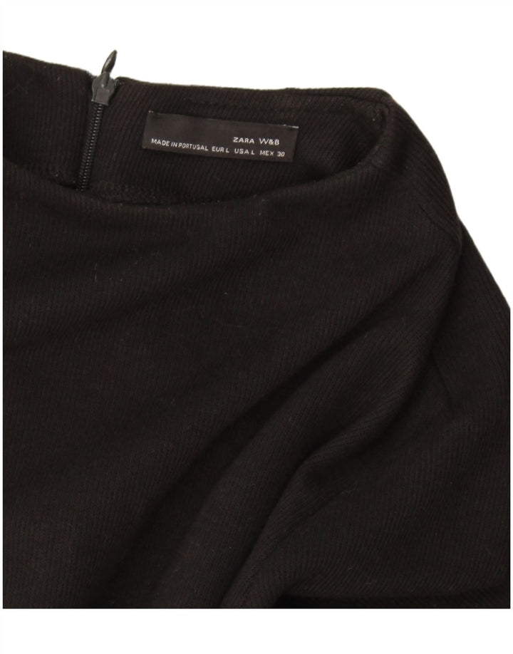 Zara Mujer Vestido Jersey Reino Unido 44 Grande Negro