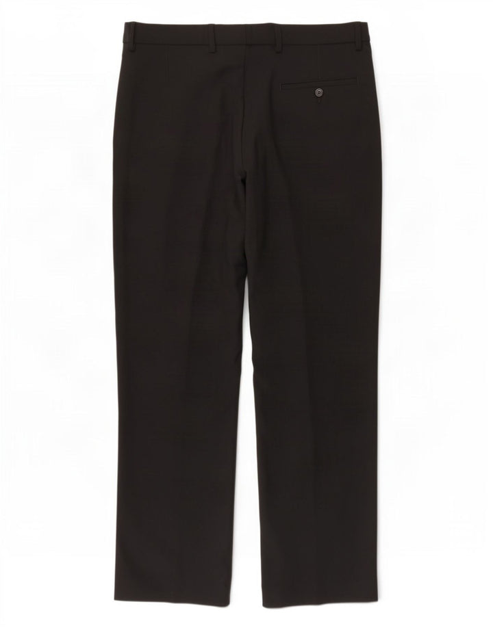 Marks & Spencer Pantalones informales de corte entallado para hombre W34 L31 Poliéster negro