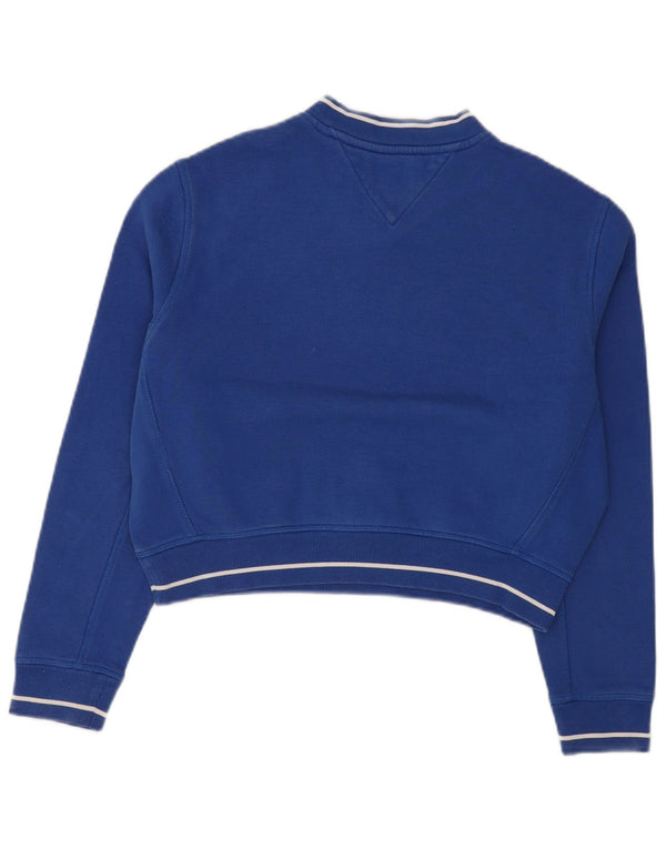 Tommy Hilfiger Womens Oversized Graphic Crop Sweatshirt Jumper UK 6 XS Blue