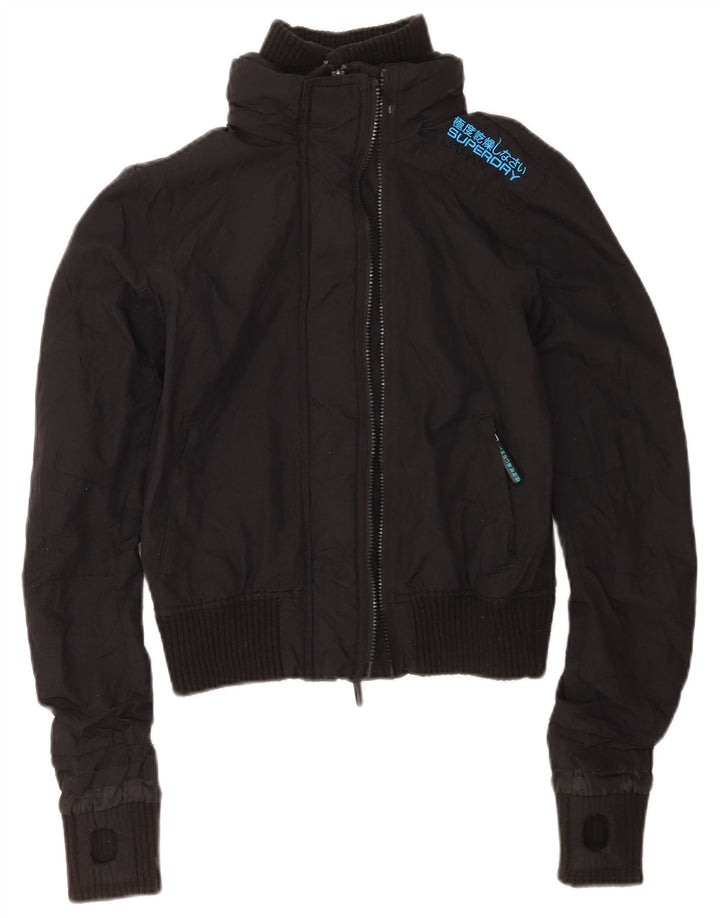 Superdry Mujer Chaqueta Bomber Estampada UK 40 Small Nylon Negro