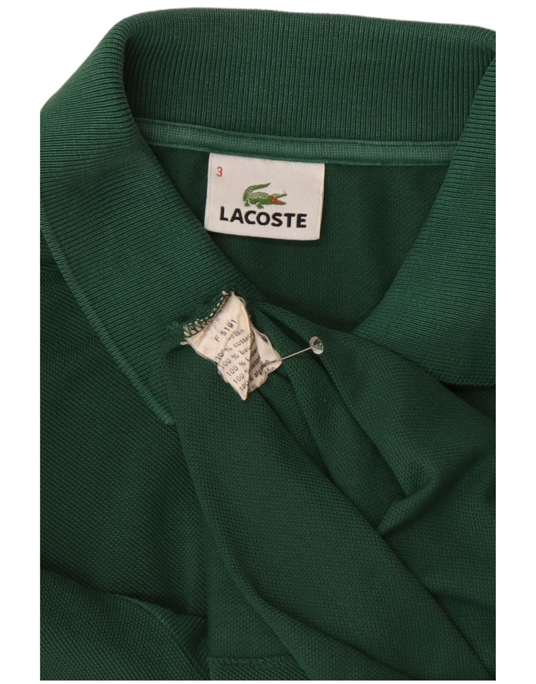 LACOSTE Polo para hombre talla 3 pequeño algodón verde