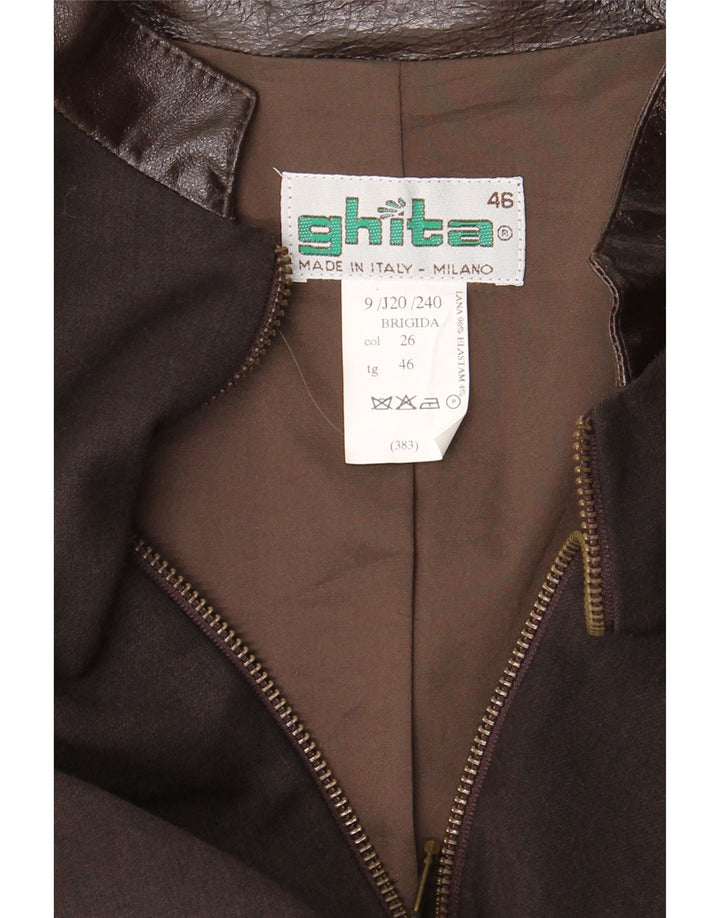 VINTAGE Chaqueta Blazer para Mujer IT 46 Lana Marrón Grande