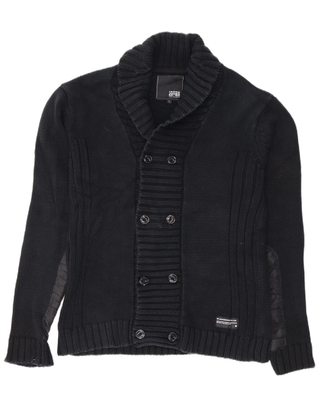 JACK & JONES Hombre Cárdigan Suéter Grande Algodón Negro