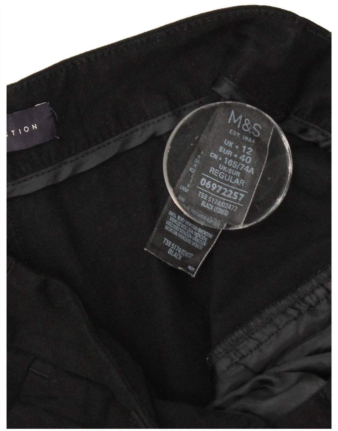 Marks & Spencer Pantalones cortos ajustados para mujer UK 12 Medium W30 L24 Negro