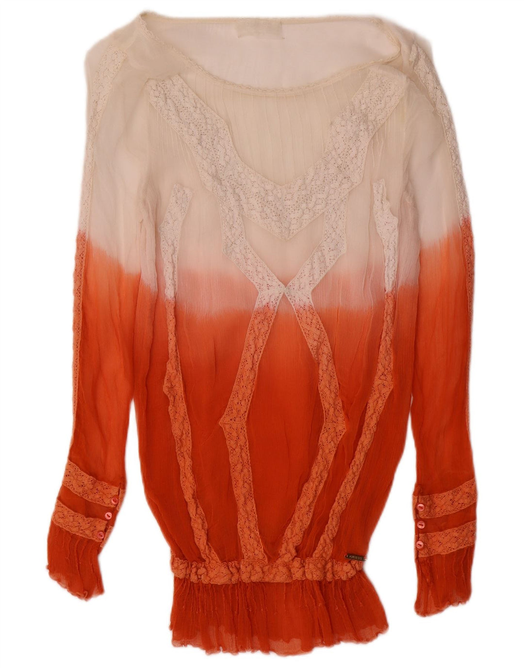 GUESS Blusa transparente para mujer Top UK 10 Small Red Colourblock
