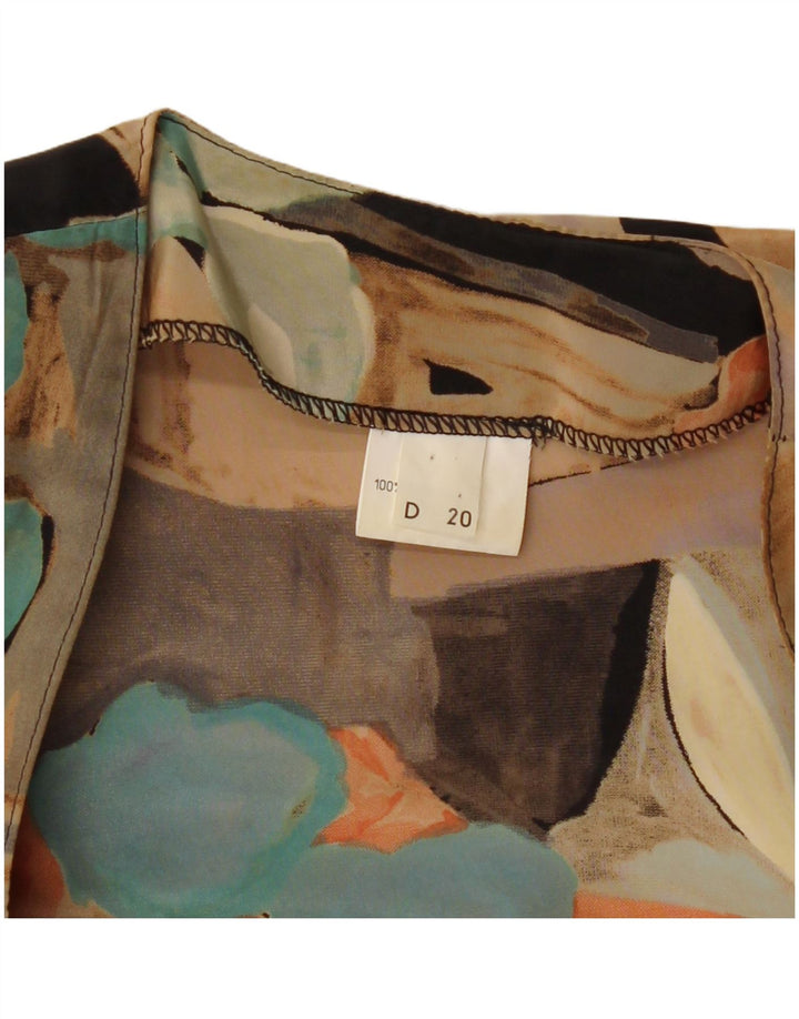 Vintage mujer camisa de manga corta blusa Reino Unido 18 XL patchwork multicolor