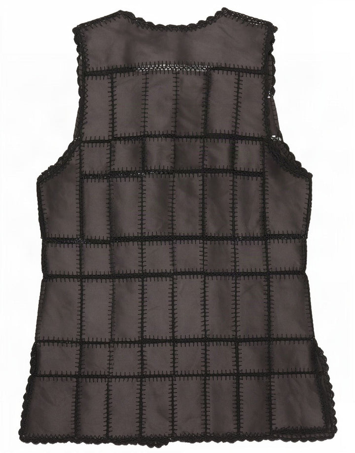 Vintage mujer cuero chaleco Reino Unido 16 grande negro