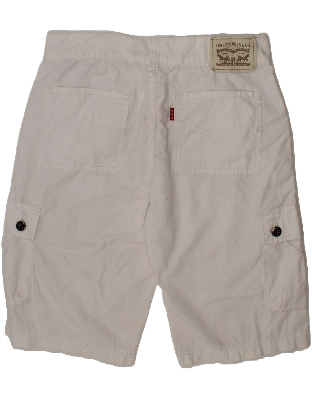 LEVI'S Boys Cargo Shorts 13-14 Years W27 White Cotton Vintage Levi's and Second-Hand Levi's from Messina Hembry 
