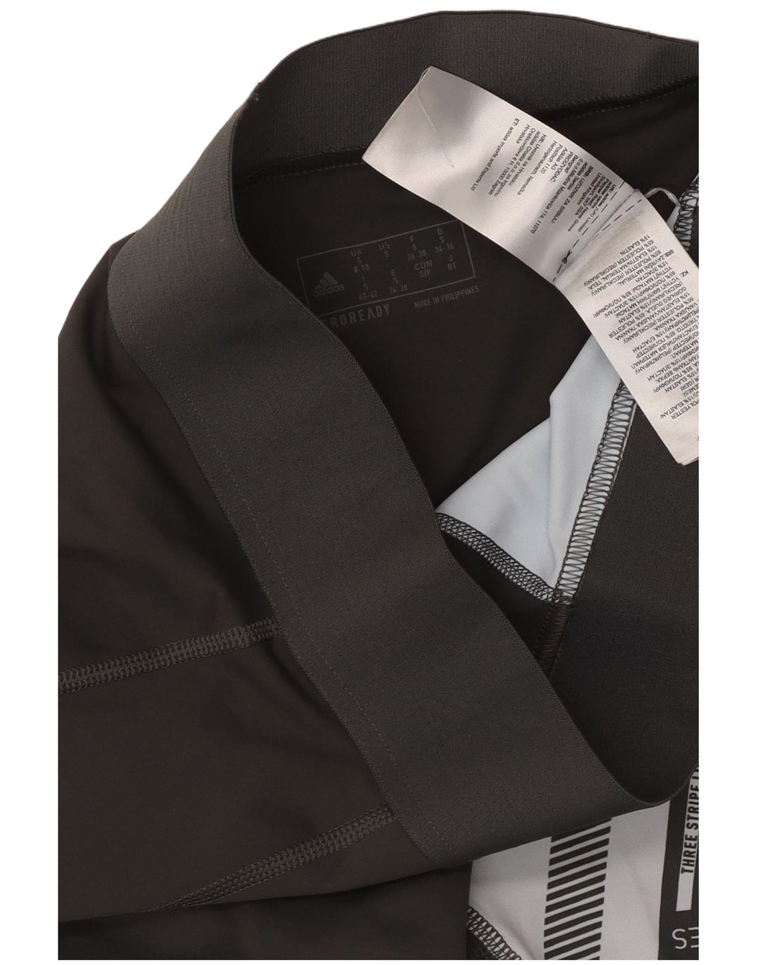 ADIDAS Leggings de tres rayas para mujer Reino Unido 8/10 Pequeño Negro Geométrico