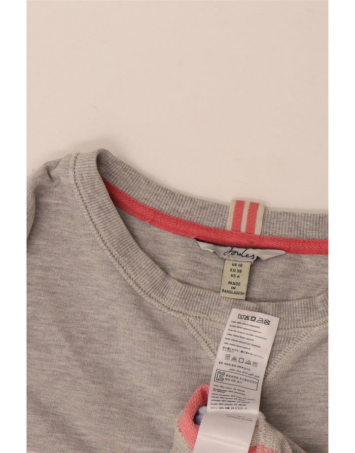 Joules Mujer Crop Oversize Sudadera Jumper UK 10 Small Gris Rayas