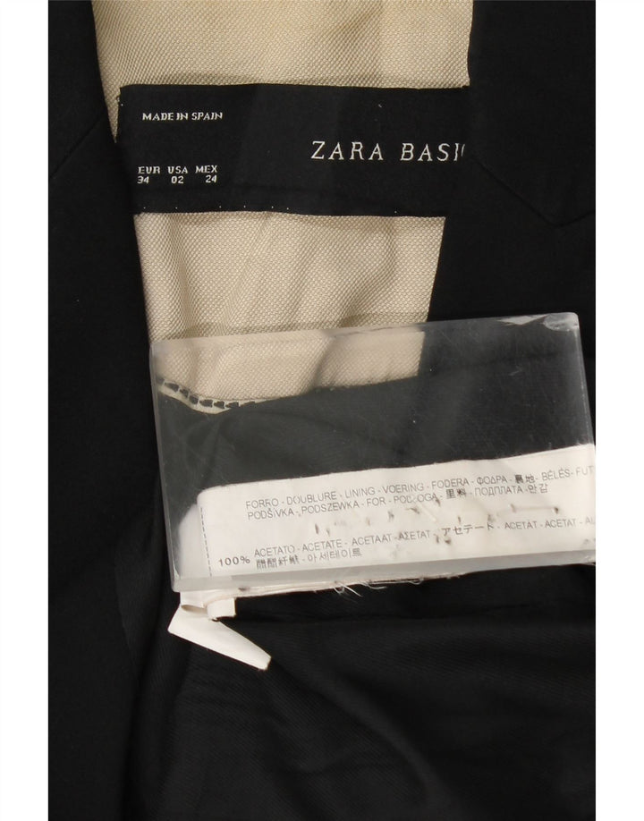 Zara Mujer Chaqueta Blazer De 1 Botón EU 34 2XS Acetato Negro