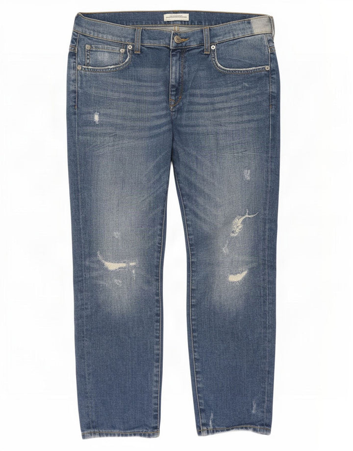 Zara Jeans Cortos Desgastados para Mujer EU 40 Medium W30 L25 Azul