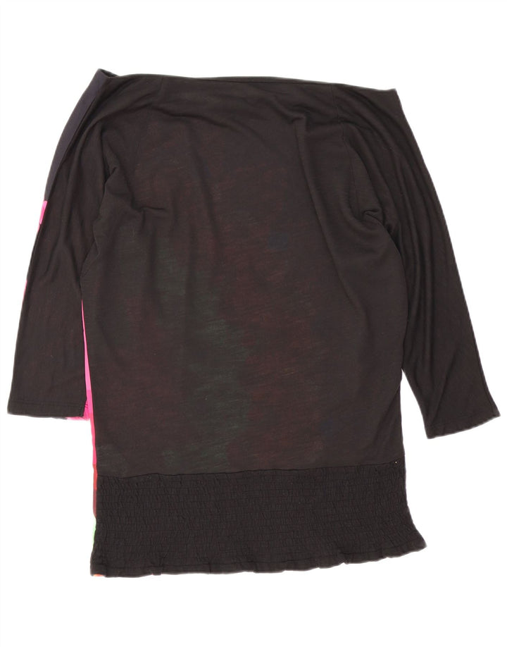 Desigual Top con hombros descubiertos y gráfico extragrande para mujer UK 10 Small Black