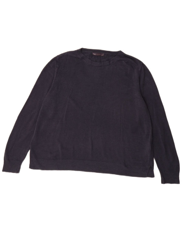 Marks & Spencer Womens Boat Neck Jumper Sweater UK 22 3XL Navy Blue Acrylic