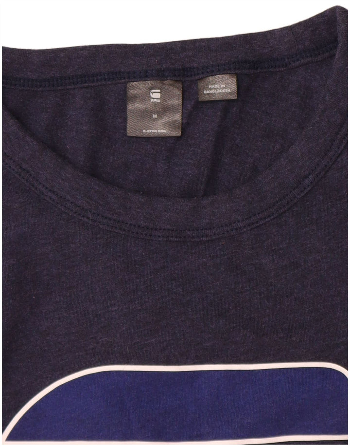 G-Star Hombre Camiseta Gráfica Top Medium Azul Marino Algodón