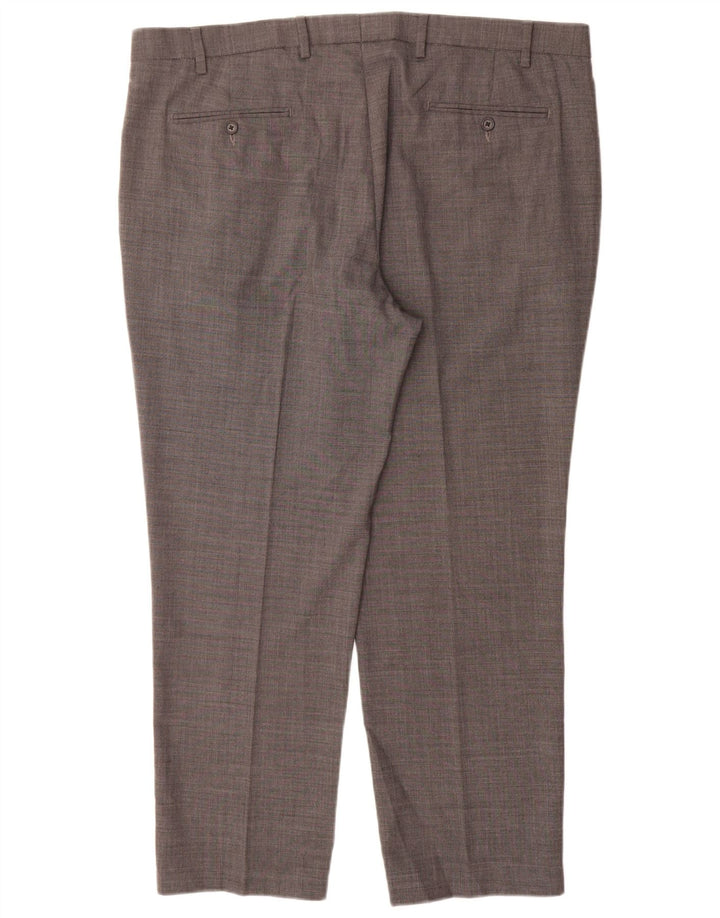 Marks & Spencer Pantalones de traje rectos de corte regular para hombre W42 L29 Lana gris