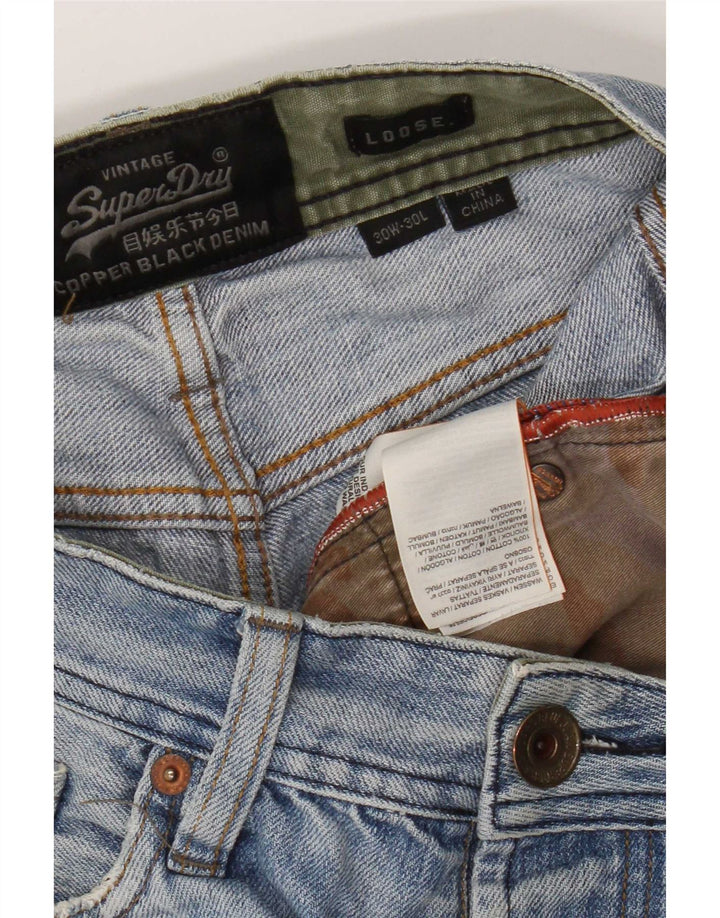 Superdry Vaqueros Sueltos Desgastados para Hombre W30 L30 Algodón Azul