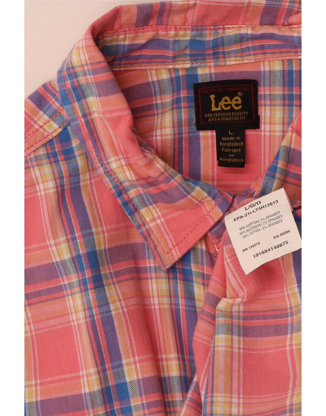 Camisa De Franela De Algodón Con Cuadros Rosas Grandes De Lee Hombre